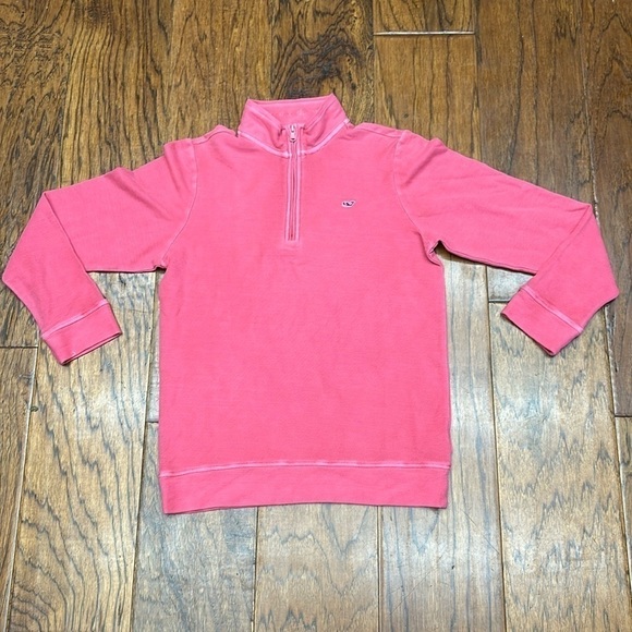 Vineyard Vines Men's Saltwater Quarter-Zip Pullover in "Pink Cloud Solid” - Picture 1 of 5
